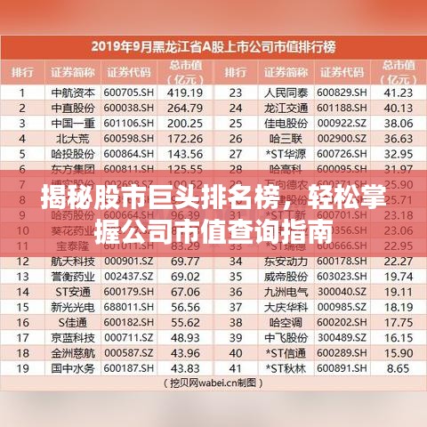 揭秘股市巨头排名榜，轻松掌握公司市值查询指南