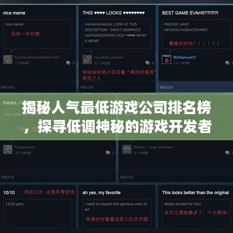 揭秘人气最低游戏公司排名榜，探寻低调神秘的游戏开发者之路