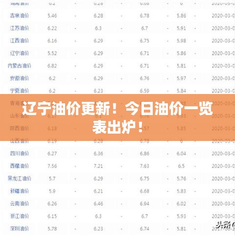 辽宁油价更新！今日油价一览表出炉！