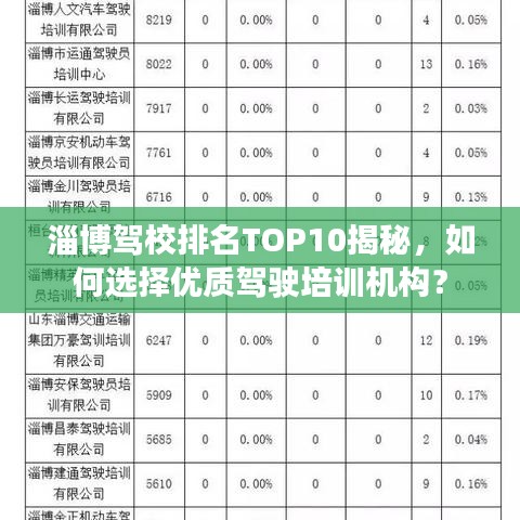 淄博驾校排名TOP10揭秘，如何选择优质驾驶培训机构？