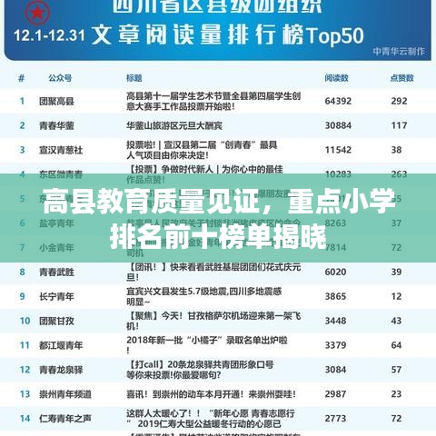 高县教育质量见证，重点小学排名前十榜单揭晓
