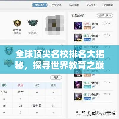 全球顶尖名校排名大揭秘，探寻世界教育之巅