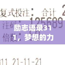 励志语录311，梦想的力量与智慧指引人生路
