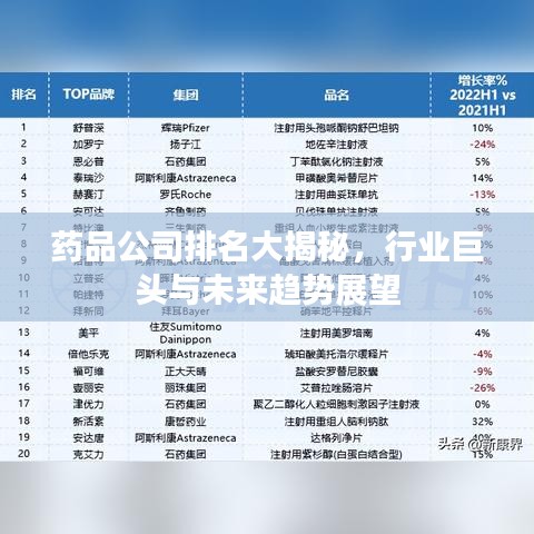 药品公司排名大揭秘，行业巨头与未来趋势展望