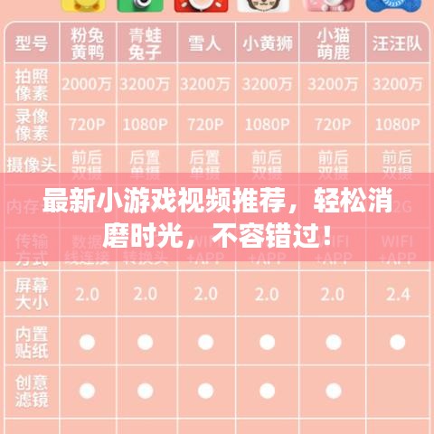 最新小游戏视频推荐，轻松消磨时光，不容错过！