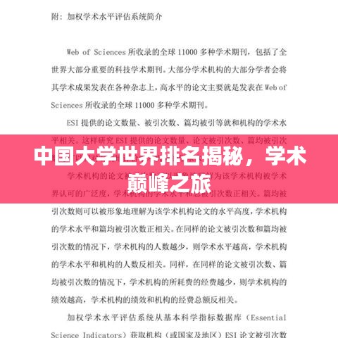 中国大学世界排名揭秘，学术巅峰之旅