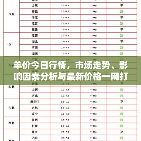 羊价今日行情，市场走势、影响因素分析与最新价格一网打尽