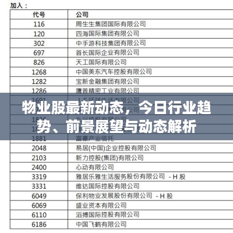 物业股最新动态，今日行业趋势、前景展望与动态解析